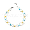Glass Round Rocailles Beaded Necklace for Teen Girl Women NJEW-TA00009-1