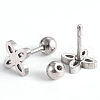 201 Stainless Steel Flower Barbell Cartilage Earrings EJEW-R147-29-2
