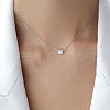 S925 Sterling Silver Micro Pave Clear Cubic Zirconia Round Pendant Necklaces for Women SA9536-3-6