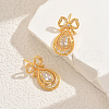 Brass Clear Cubic Zirconia Butterfly with Teardrop Dangle Stud Earrings EE7763-3