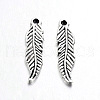 Tibetan Style Alloy Feather Pendants TIBEP-20476-AS-NR-1