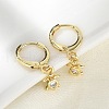 Tortoise Brass Micro Pave Clear Cubic Zirconia Hoop Earrings EJEW-D311-008G-5