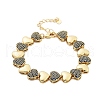 Rack Plating Brass Micro Pave Cubic Zirconia Heart Link Chain Bracelets for Women BJEW-B109-01G-01-1