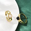 316 Stainless Steel with Natural Mixed Gemstone Cuff Rings RJEW-Z098-01G-05-3