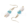 Mother's Day Jewellery Brass Glass Flower with Oval Dangle Earrings EJEW-MZ00442-5