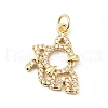 Rack Plating Brass Micro Pave Clear Cubic Zirconia Pendants ZIRC-I059-05G-1