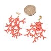 Star with Coral Handmade Glass Seed Beads Tassel Stud Earrings EJEW-MZ00472-01-4