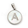 304 Stainless Steel with White Shell Pendants STAS-G268-01A-P-2