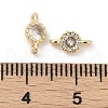 Brass Cubic Zirconia Flat Round Connector Charms KK-H204-02KCG-04-3