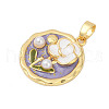 Brass Enamel Pendants KK-U068-13E-01G-2