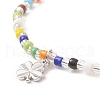 Colorful Seed Beaded Stretch Bracelet with Brass Charms for Women BJEW-JB09218-02-4