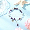 Natural Amethyst & Quartz Crystal Round Beaded Bracelets BJEW-JB11936-01-1