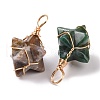 Natural & Synthetic Mixed Gemstone Copper Wire Wrapped Pendants G-B041-02G-4