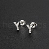 Brass Micro Pave Clear Cubic Zirconia Stud Earrings FS-WGC2F12-25-1
