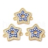 Rack Plating Brass Micro Pave Clear Cubic Zirconia Star Connector Charms KK-K385-091G-2