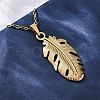 Leaf 304 Stainless Steel Pendant Necklaces NJEW-M096-17G-5