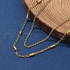 304 Stainless Steel Cable Chain Double Layered Necklaces for Women NJEW-U050-02E-G-2