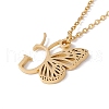 Initial Letter with Butterfly Pendant Necklace NJEW-C026-01G-G-3