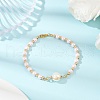 Glass Pearl Round Beaded Link Bracelets for Women BJEW-JB11975-01-1