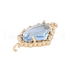 Golden Plated Brass Pave Clear Cubic Zirconia Connector Charms KK-L218-002G-02-2
