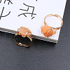 Nuggets Alloy Wire Wrapped Natural Sunstone Cuff Rings FS-WGA7830-10-1