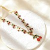 304 Stainless Steel Red Enamel Cherry Pendant Double Layer Necklaces NJEW-M091-03G-4