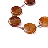 Natural Striped Agate/Banded Agate Coin Beads Strands G-NH0040-01B-3