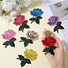 CRASPIRE 14Pcs 7 Colors Rose Flower Shape Computerized Embroidery Cloth Iron on/Sew on Patches PATC-CP0001-04-3