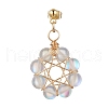 Flower Synthetic Moonstone Dangle Stud Earrings EJEW-JE06336-01-2