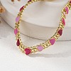 Heart Brass Enamel Link Chain Bracelets for Women BJEW-B125-04G-2