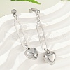 304 Stainless Steel Heart Dangle Stud Earrings EJEW-V004-01P-3