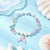 Natural Aquamarine & Rose Quartz & Amethyst Beads Charm Bracelets for Women BJEW-JB11731-2