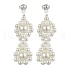 Shell Pearl Beaded Dangle Stud Earrings EJEW-TA00340-1