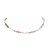 Electroplated Glass & Cultured Freshwater Pearl & Natural Mixed Stone Faceted Round Beaded Chakra Necklaces for Women NJEW-JN05248-2