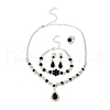 Teardrop Alloy Rhinestone Bracelets & Stud Earrings & Necklaces & Rings Set for Women SJEW-M102-02S-02-2