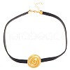 Spiral Round Alloy with Imitation Leather Choker & Stud Earring & Ring Sets for Women FS-WG641D5-05-4