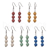 Dyed Nature Lava Rock Round Beaded Dangle Earrings for Women EJEW-JE05636-1