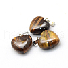 Heart Natural Tiger Eye Pendants X-G-Q371-06-2