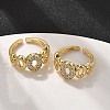 Oval Brass Micro Pave Clear Cubic Zirconia Cuff Rings for Women RJEW-S622-09G-5