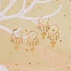 Cactus Brass Dangle Huggie Hoop Earrings EJEW-SW00001-05-3
