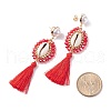 Beads Wire Wrap Long Dangle Stud Earring EJEW-TA00039-03-4