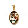 Religion Theme 304 Stainless Steel Pave Epoxy Pendants STAS-K256-29G-03-1