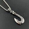 Retro Stainless Steel Fish Hook Pendant Ocean Punk Necklace Jewelry YW0137-1