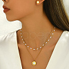 Elegant Stainless Steel Shell Double-layer Necklaces & Stud Earring Set OU9381-4