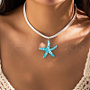 Bohemian Style Resin Starfish Pendant Faux Suede Cord Double Layer Necklaces for Women WG2E11B-06-1