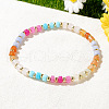 Bohemian Style Natural Aquamarine & Flower Amazonite & Ruby & Amazonite & Rose Quartz & Aventurine Column Beads Stretch Bracelets for Women QH3798-3