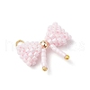 3Pcs 3 Colors Glass Seed Beaded Bowknot Pendants PALLOY-MZ00564-4