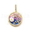 Brass Micro Pave Cubic Zirconia & Enamel Pendants KK-R222-15G-02-1