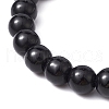 Synthetic Black Stone Round Beaded Stretch Bracelet BJEW-JB09745-01-4