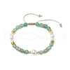 Adjustable 6mm Round Gemstone Braided Bead Bracelets BJEW-JB10617-3